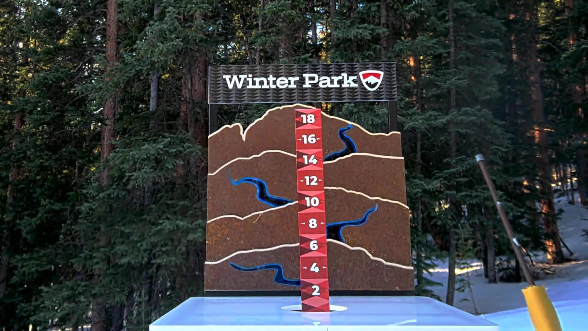 Winter Park snow stake, measured 0.0 inches