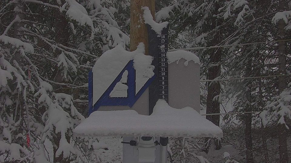 A-Basin snow stake during the storm
