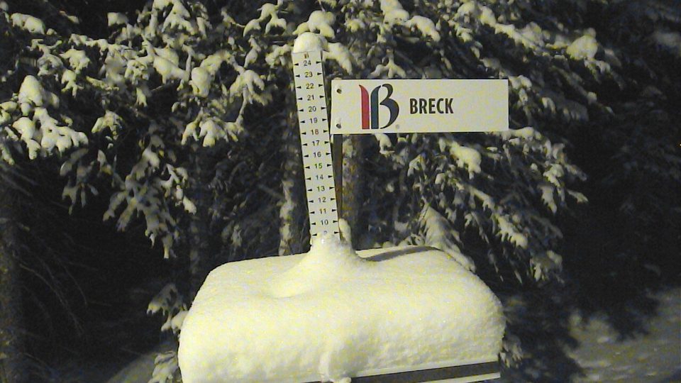Breckenridge snow stake during the storm