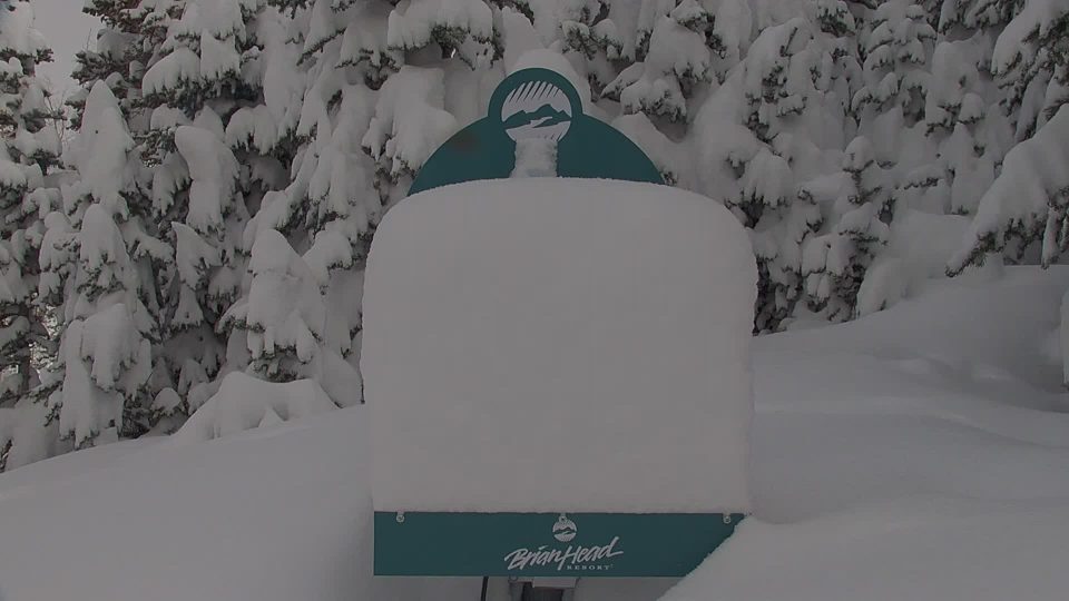 Brian Head snow stake during the storm