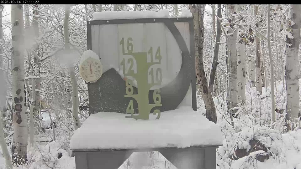 Powderhorn snow stake during the storm