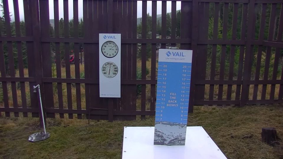 Vail snow stake during the storm